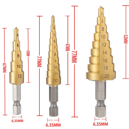 4-32 mm 4-20 mm HSS Titanium Coated Step Drill Bit High Speed Steel Metal Wood Hole Cutter Cone Drilling Tool