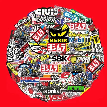 40/80 PCS Random Motorcycle Stickers Luggage Helmet Moto For Yamaha Honda Kawasaki Racing Brand Logo DIY PVC Decals Waterproof