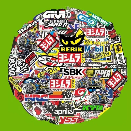 40/80 PCS Random Motorcycle Stickers Luggage Helmet Moto For Yamaha Honda Kawasaki Racing Brand Logo DIY PVC Decals Waterproof